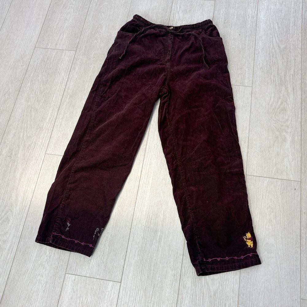 RARE Disney Winnie the Pooh Vintage Ribbed Brown Pants size Medium